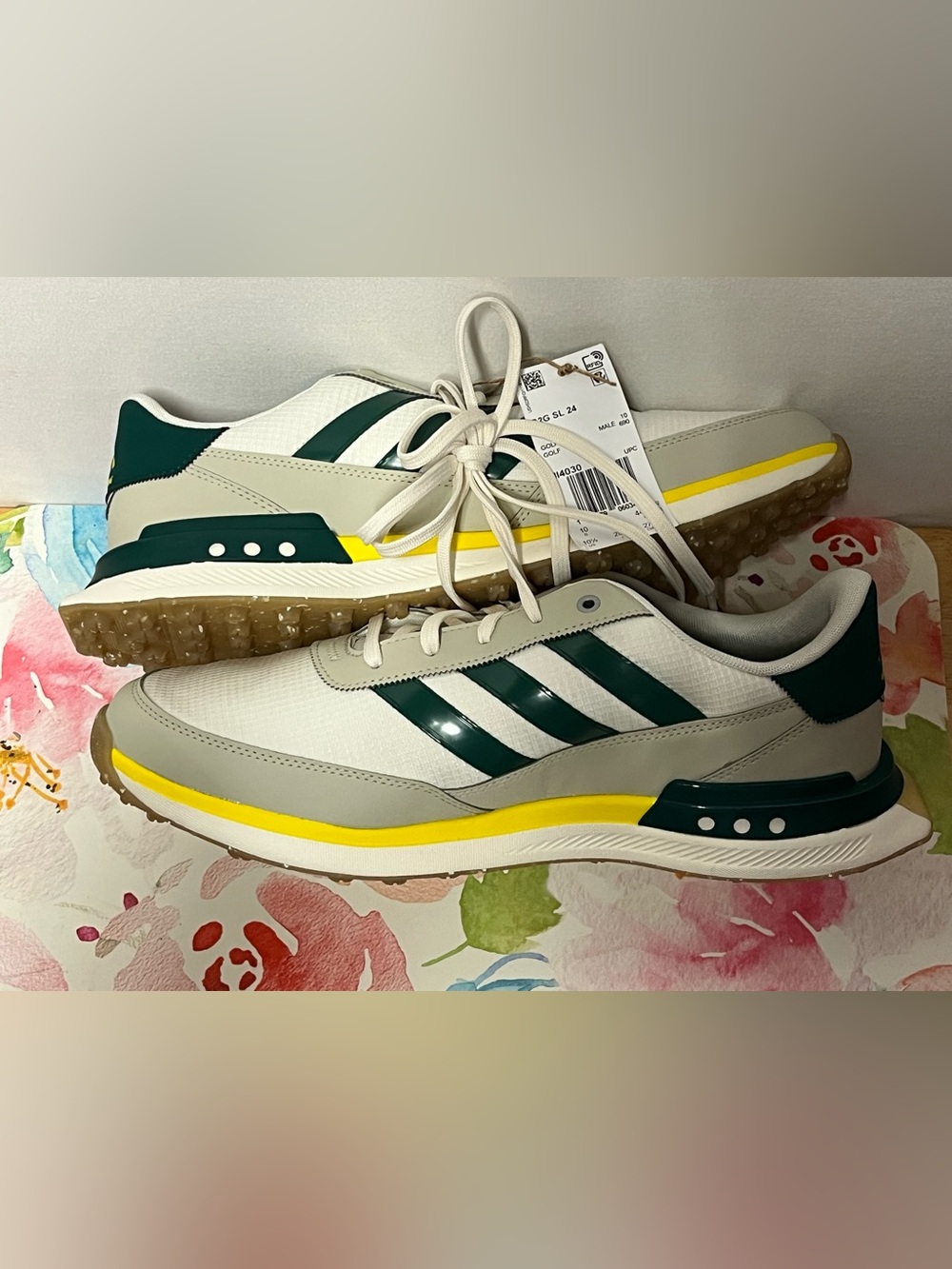 Adidas S2G SL 24 Golf Shoes Men’s 10.5 White Green Yellow Spikeless NWT - Picture 9 of 12